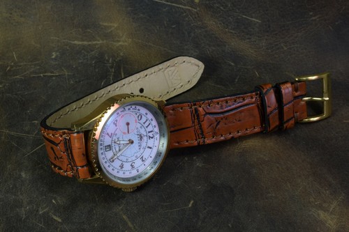 CORREA RELOJ 22 20 18 GENUINA PIEL ALIGATOR MARRON CARAMEL APTA ROLEX MA STRAP - Picture 9 of 12