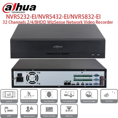 Dahua 32CH NVR 2/4/8 HDD 32 Channel WizSense AcuPick ANPR 384 Mbps Alarm US