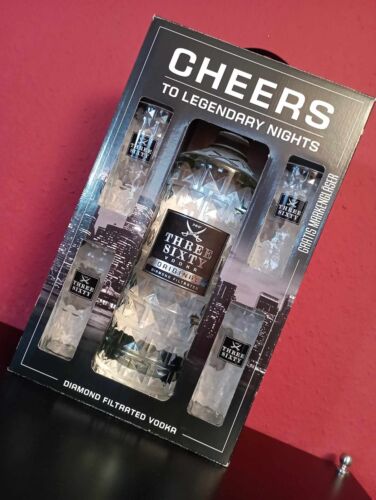 Three Sixty Vodka - 3 L Magnum Flasche 37.5% Vol + 4 Markengläser