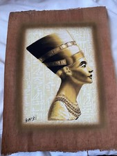 Egyptian Antique look Papyrus Paper Handmade Queen Nefertiti Design 13" X 17"