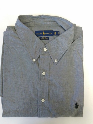 Ralph Lauren 18 (46) Negro Y Blanco Chambray Slim Fit Stretch Oxford de  Superdry W Pony | eBay