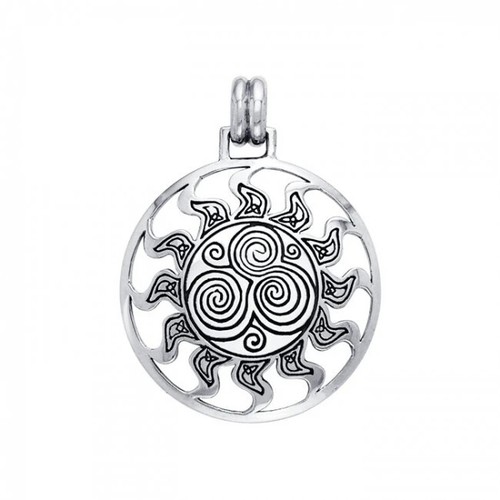 Celtic Sun Charm Pendant – 38mm Antiqued Silver Plated – Choose 1, 2 Or 5 Pieces