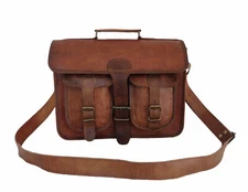 14 In Leather Satchel Messenger Bag Laptop Briefcase School Crossbody Shoulder