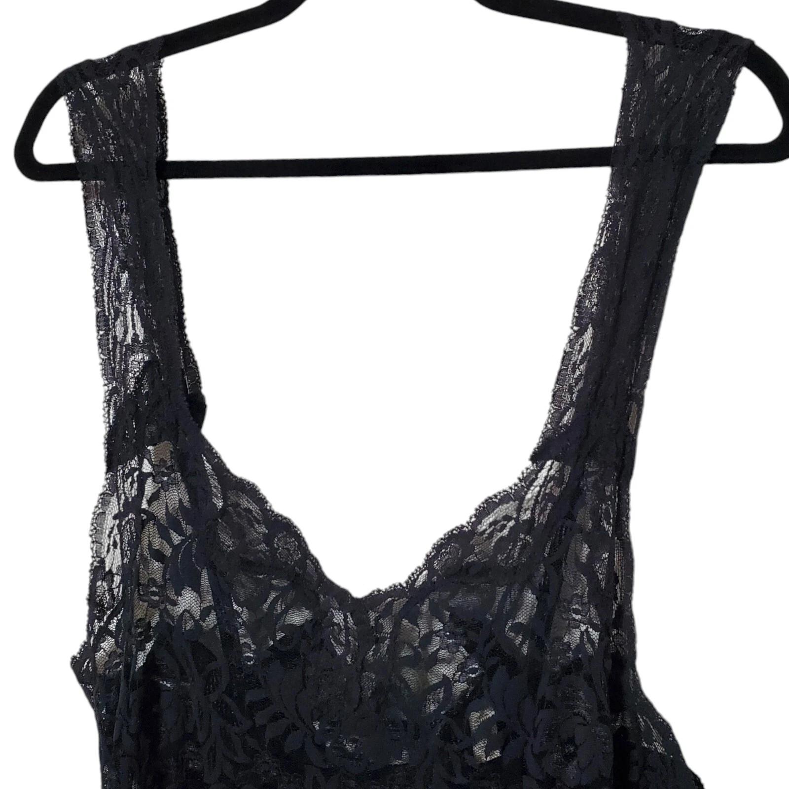 UNDERCOVER Maxi abito slip anni 90 Victoria's Secret nero pizzo taglia S vita bassa pin up trasparente