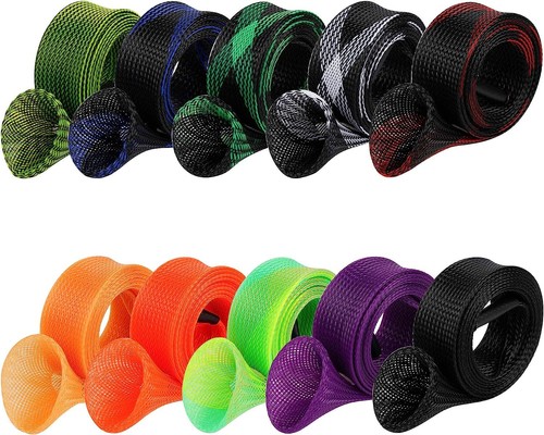 30PCS Fishing Rod Sleeve Sock Cover Braided Mesh Protector Pole Fishing Tool - Picture 3 of 17