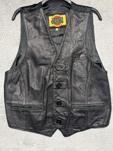 Gauch Leather Vest Satin Lining Made in India Mens Size M