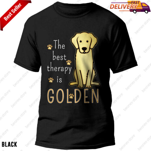 The Best Therapy Is Golden Retriever Dog T-Shirt, Gift Dog Lover, Tee Gift - Picture 1 of 13