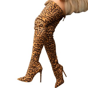 leopard thigh high boots