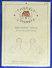 Mimi's Things FRIENDSHIP DOLLS Pre-Cut Reusable Stencil Heart Between 2 Dolls