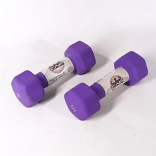 Cap Strength Hex Neoprene Coated 5LB Dumbbell Workout Weights Set x2 Purple NEW