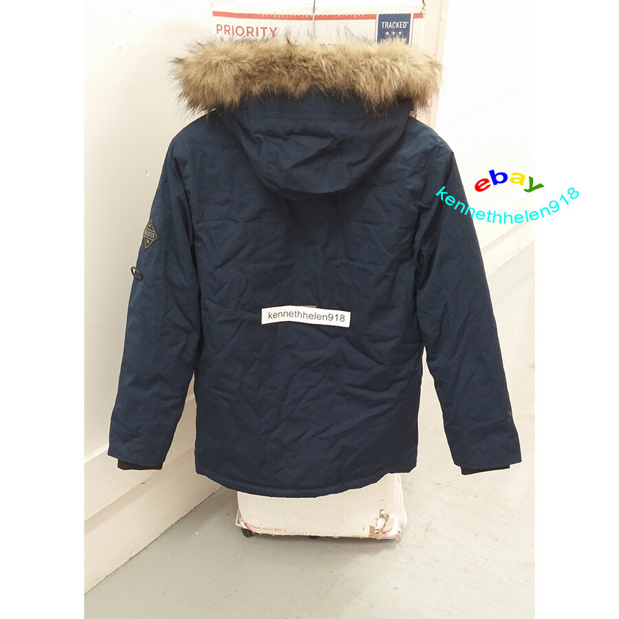 Hollister ネイビー コート HOLLISTER Navy Blue Quilted Hooded Puffer Jacket Coat Size M