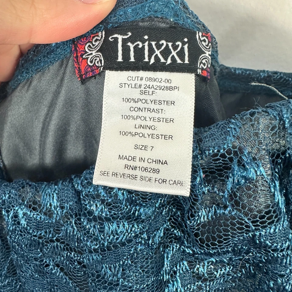 Mini Vestido De Colección Y2K Trixxi Para Mujer 7 Azul Encaje Fiesta Acanalado Coqueta Baile de graduación HOCO Foto 2 de 4