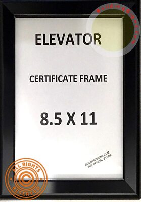 Elevator Certificate Frame 8.5x11 (Black, Heavy Duty - Aluminum)-REF24-1027