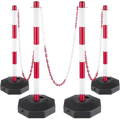Delimitazione Spazi Pubblici VidaXL Set Pali Stradali Con Catena In Plastica - 10 M, Giallo/Nero, Per Delimitazione Aree Cartello Divieto Di Sosta Pali Stradali Delimitazione - 6