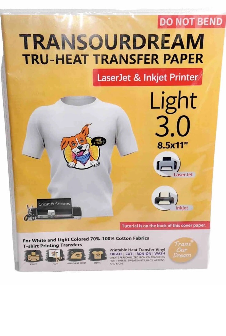 TRANSOURDREAM TRUHeat Transfer Paper Light 3.0 for TShirts 20 Sheets