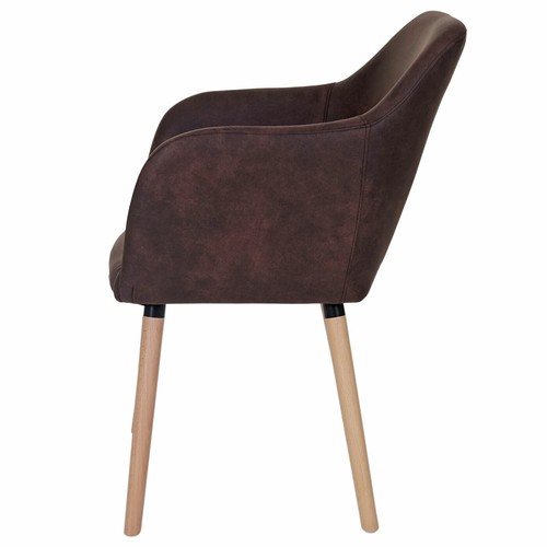 Sedia sala da pranzo Vaasa T381, sedia poltrona, design retrò anni 50, marrone scuro - Foto 2 di 6