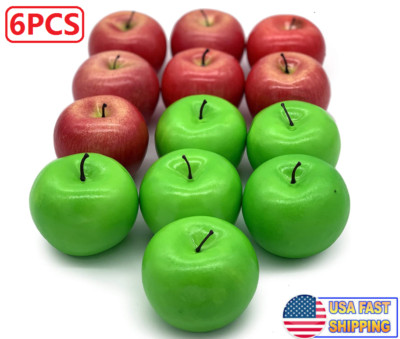 6PCS Artificial Apples Fake Frutis Lifelike Apples for Kitchen Home Party Decor