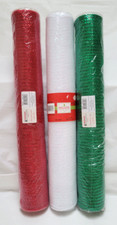 Christmas Decorative Mesh Lot of 3 - 1 Each Red White Green - Crafts Wreaths