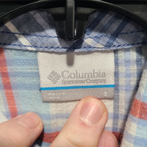 Columbia Kurzarmhemd 1/2 Knopfleiste blau kariert Damen Größe S - Bild 6 von 9
