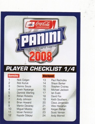 English Championship 2007 - 2008 Panini Individual Trading Cards