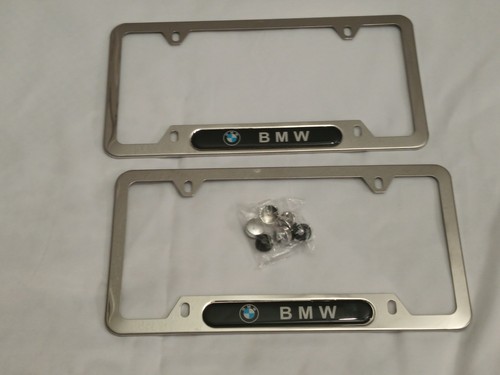 2x B-M-W Logo Chrome 4-Hole Stainless Steel License Plate Frame Holder Style 1 - Picture 8 of 16