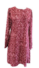 NWT Ann Taylor Loft Outlet Red Maroon Geometric Print A Line Long Sleeve Dress 6