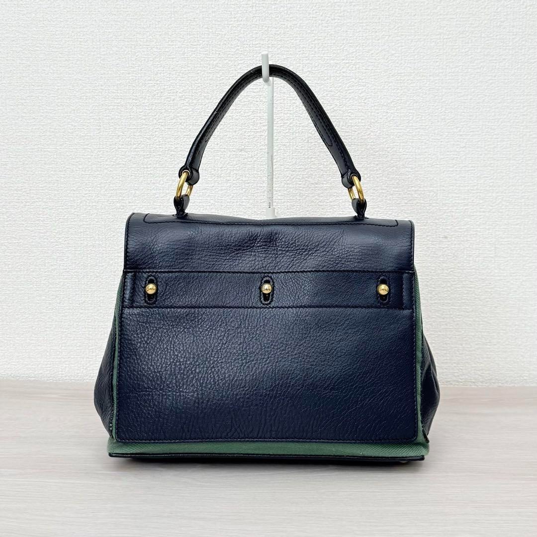 Borsa a tracolla bidirezionale Yves saint Laurent M pelle tela verde navy borsetta