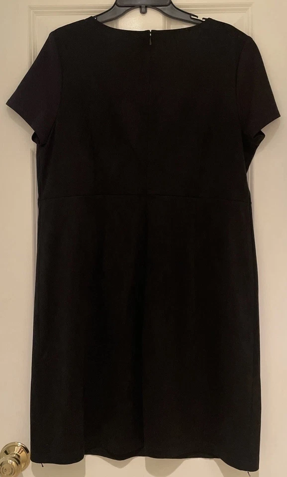 Nuevo con etiquetas Vestido Nic + Zoe Negro Micro Gamuza Talla XL Mangas Cortas Forrado Cremallera Foto 4 de 4