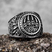 Bague griffe d'ours viking en acier inoxydable Sculpt Rings™ - bijoux de myth...