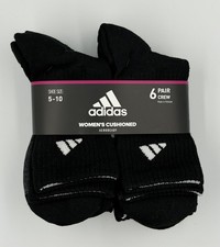ADIDAS Women  s Crew Socks 6-Pack  Cushioned AEROREADY Everyday  Shoe Size 5-10