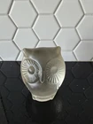 Vintage Fenton Art Glass Clear Satin Owl Figurine Or Paperweight