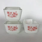 Vintage PYREX GOOSEBERRY Refrigerator SET of 2 501 with LIDS & 1 502 MCM