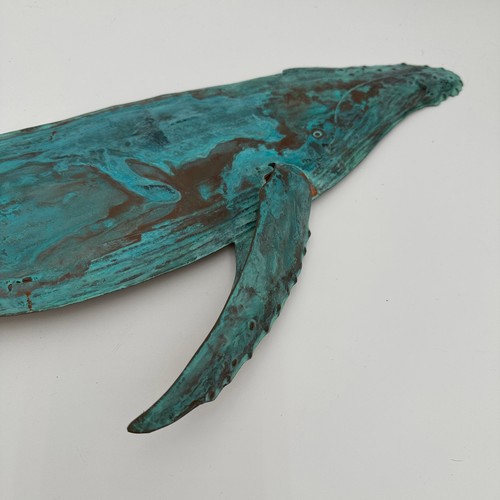 Scultura megattera arte firmata Scott McDowell 2021 rame patina usurata - Foto 2 di 6
