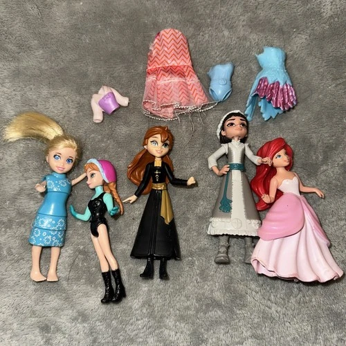Disney Frozen Little Mermaid And Polly Pocket Dolls