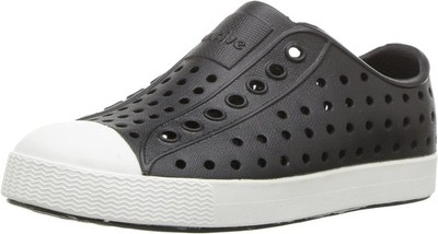 Native Kid's Jefferson Slip-On Sneakers, Jiffy Black/Shell White, Size Options
