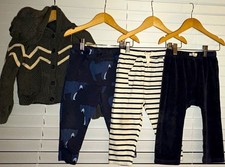 Tea Collection - Boys 3T - 4-Piece Set - Bear-Hooded Sweater x3 Pair Pants