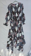 Tommy Hilfiger Dress Womens XL Multicolor Floral Patchwork V Neck Fit & Flare