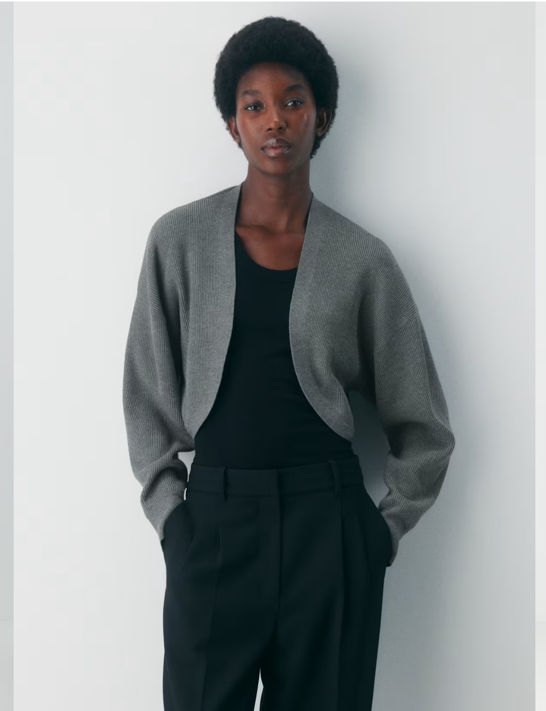 Aritzia Babaton Decision Shrug Cardigan XS Open Front Ribbed Knit Cozy Chic