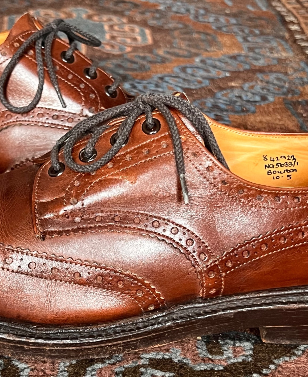 Benchmade TRICKERS Wingtip BOURBON Brogues Sz10.5… - image 1