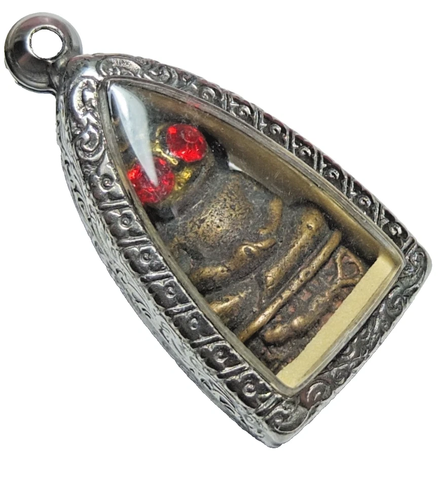 Phra Ngang Buda Tailandés Amuleto Ojos Rojos Lp Rit Bronce Bendita Suerte Riqueza Foto 3 de 4