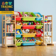 Toy Storage Organizer with 6 Shelves and 12 Bins, Toy Organizers Storage Bookshe