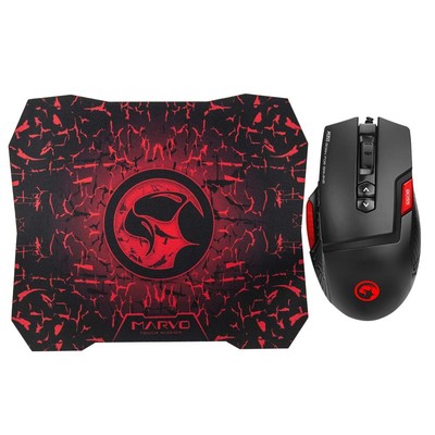 Marvo Scorpion M355 Gaming Mouse and G1 Mouse Pad, USB, Ambidextrous ergonomic d
