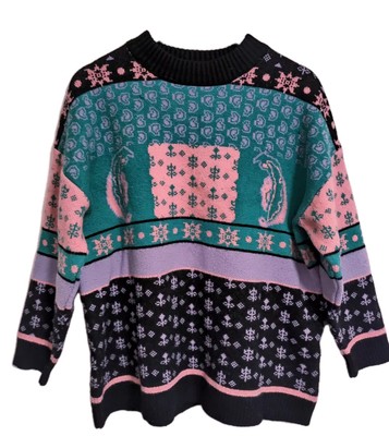 Größe 16 modischer schwerer kurzer Pullover mit Blumenmuster Damenpullover Farbe Multi