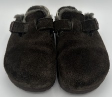 Birkenstock Boston Shearling Women's Size 37 EU Narrow Brown Suede Fur Sandals