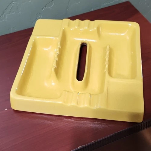 Frankoma 34A Yellow Ceramic Square Decorative Ashtray Art Pottery Glossy
