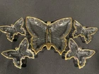 Vintage Gold Rim BUTTERFLY 🦋 Shaped Glass Candy or Nut Dish MCM 5 PC Set