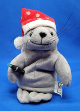 Vintage Coca-Cola Christmas "Seal in Snowflake Cap" Plush Bean Bag Toy 1997