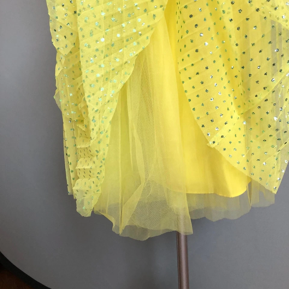 NUEVO CON ETIQUETAS J.Crew Falda Midi de Tul Línea A en Azul Limón Brillo Punto Plisado Falda talla 00 Foto 3 de 4