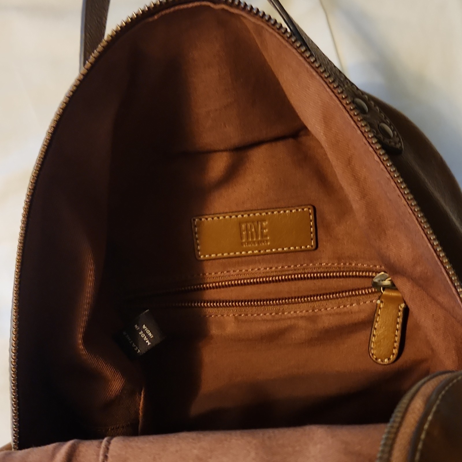 Frye Brown/Tan Backpack Adjustable Strap Pockets … - image 7
