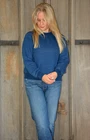 EX PER UNA NAVY BLUE ACID WASH CREW NECK CROPPED SWEATSHIRT SIZE X-S-M-XL